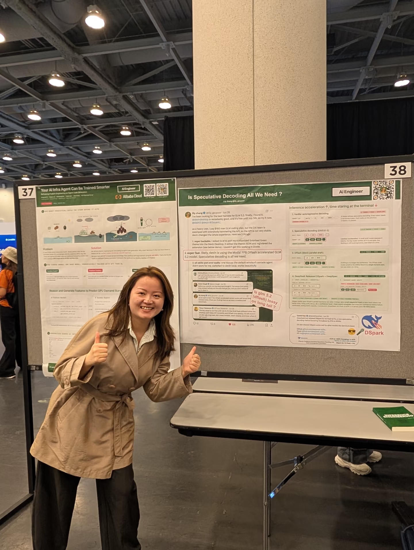 Lily Zhang presenting her posters at the AI Engineer World's Fair